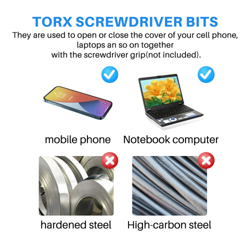 10pcs 100mm Length 1/4 inch Hex Shank T20 Torx Security Screwdriver Bits, Silver Gray 2