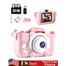 Mini1080P HD-videokamera med 2" skjerm, mykt silikondeksel og 32 GB SD-kort – kompatibel med USB-lesere – flott gave til bursdag, nyttår