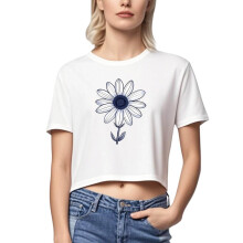 Trendiges, bauchfreies Crop-Top mit Blumenmuster für Damen – sexy Tops mit freiem Bauchnabel, Übergrößen XS-XL, bequeme Baumwoll-Basics