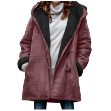 Dámská zimní parka s kapucí a podšívkou ze sherpa materiálu, dlouhý kabát z imitace semiše, plus velikosti S-5XL, vhodná do chladného