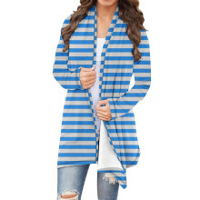 Vestjes voor dames, winterjassen voor dames, herfstjassen, casual gestreept vest met lange mouwen voor dames