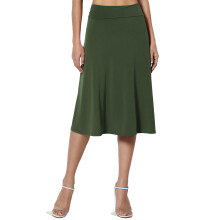 Damen PLUS Einfacher, umgeschlagener Stretch-A-Linien-Rock in Knielänge, bequem und stylisch