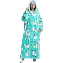 Blaincéad Rómhór le Hoodie, Blaincéad Inchaite Olann Snuggle do Dhaoine Fásta le Hoodie Ollmhór