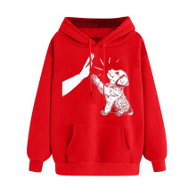 Roter Damen-Hoodie mit langen Ärmeln und Kordelzug – Herbst-Winter-Pullover – Valentinstagsgeschenk für Sie