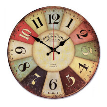 12 Inch Retro Wooden Wall Clock Farmhouse Decor, Silent Non Ticking Wall Clocks Large Decorative - Wood Analog Battery Operated - Vintage