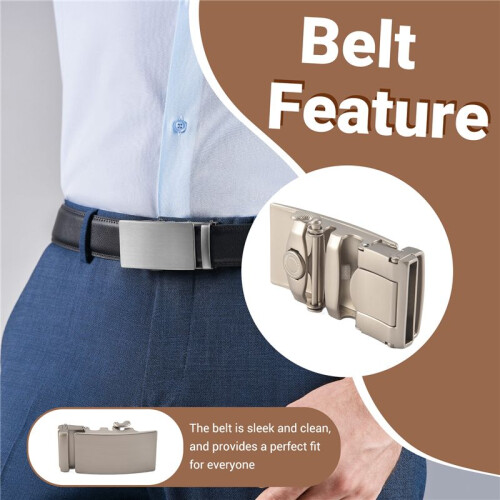 Men's Solid Buckle Automatic Ratchet Leather Belt Buckle 2