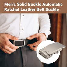 Men's Solid Buckle Automatic Ratchet Leather Belt Buckle