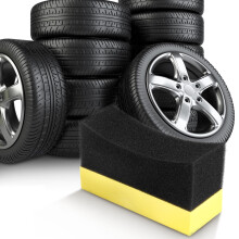 5X Professionele Automotive Auto Wielwasmachine Band Band Dressing Applicator Gebogen Schuim Spons Pad Zwart+Geel