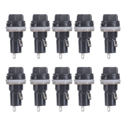 10Pcs 10A AC 250V 5mm x 20mm Panel Mounted Plastic Fuse Holder Socket
