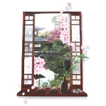 3D-FöNster Sakura Peach Blossom Flower Art VäGgdekal Avtagbar Dekal VäGgmåLning
