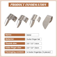 3 Metal Finger Picks + 1 Thumb Pick Set Guitar Fingerpicks For Guitar Dobro Banjo,etc.