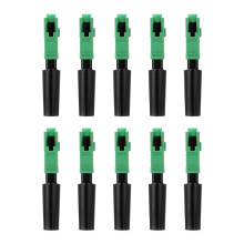10pcs Ftth Embedded Quick Connector SC/APC Green Plastic Fiber Optic Connector