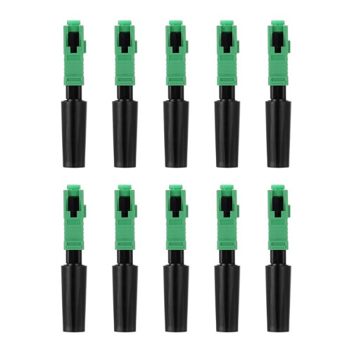 10pcs Ftth Embedded Quick Connector SC/APC Green Plastic Fiber Optic Connector
