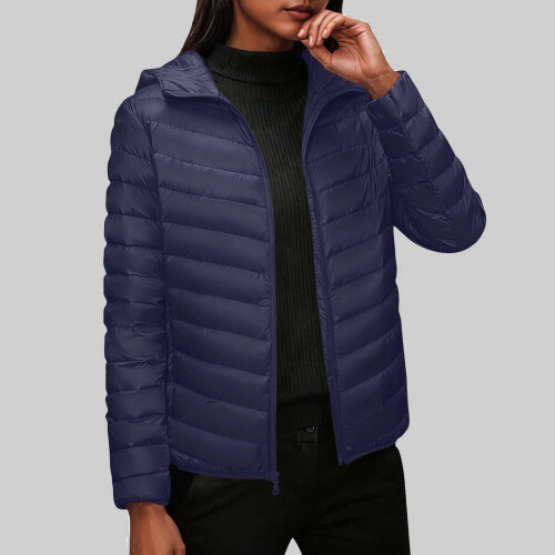 Γυναικείο Μπουφάν με Κουκούλα, Φερμουάρ, Plus Size, Μονόχρωμο, Χειμερινό, Μοντέρνο, 1