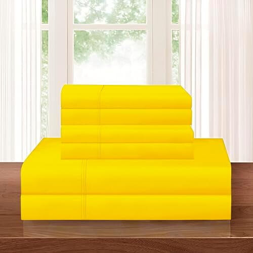 Microfiber Bedding Set Yellow California King 6-Piece