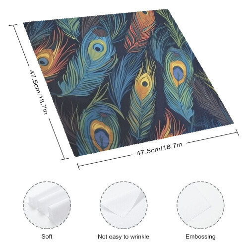 Peacock Print Cloth Napkins, Polyester Dinner Napkins (2 2