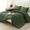 Dark Olive Green King Comforter Set 3-Piece Quilted 1
