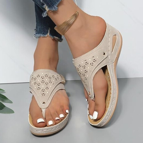 Γυναικεία σαγιονάρες, σανδάλια, slip-on, παραλία, casual, boho, με στήριξη καμάρας, τακούνι 1