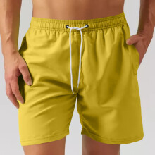 Herre hurtigtørkende sportsshorts, pustende ensfarget knelange løpeshorts med flere alternativer for snøring og løs passform