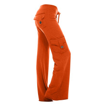 Pantalon de yoga ample pour femme, taille élastiquée avec cordon de serrage, coupe évasée, plusieurs poches.