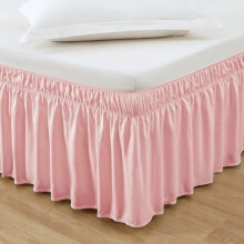 Jupe de lit enveloppante, trois côtés en tissu élastiques, volants anti-poussière, retombée ajustée de 40 cm, facile à installer, résistante