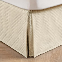 Jupe de lit en tissu gaufré, 35,5 cm de hauteur, taille Queen, beige clair