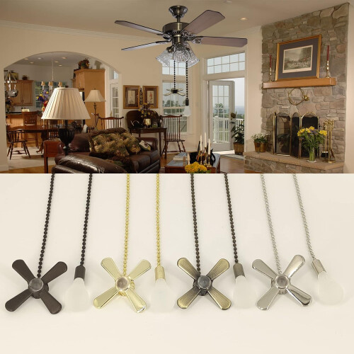 Conjunto de 2/4 peças de corrente para ventilador de teto de 12 polegadas com lâmpada fosca de 3 mm e extensor de cabo – Compatível com 2