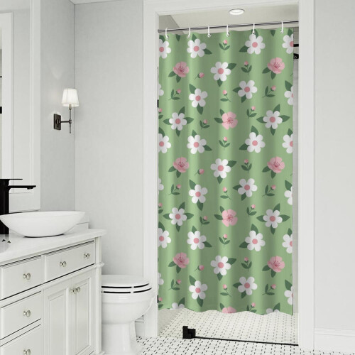 Cortina de chuveiro com estampa floral, 91 x 183 cm (36 x 72 polegadas), com 12 ganchos.