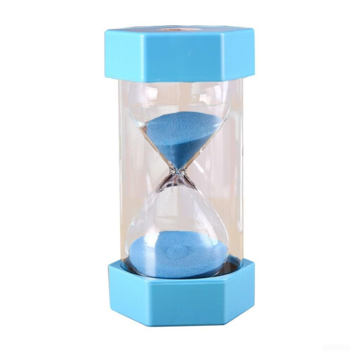5 Minute Sand Timer for Kids Unbreakable Hexagon Hourglass Clock Durable Plastic Classroom Blue