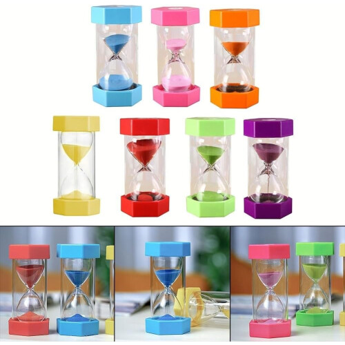 5 Minute Sand Timer for Kids Unbreakable Hexagon Hourglass Clock Durable Plastic Classroom Blue 2