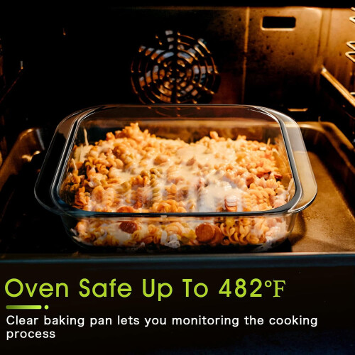 KitchenKey 1.7QT Glass Baking Pan, Square Baking Dish for Oven 2