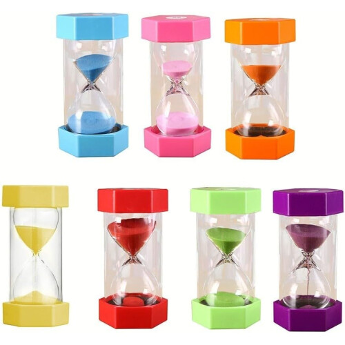 5 Minute Sand Timer for Kids Unbreakable Hexagon Hourglass Clock Durable Plastic Classroom Blue 1