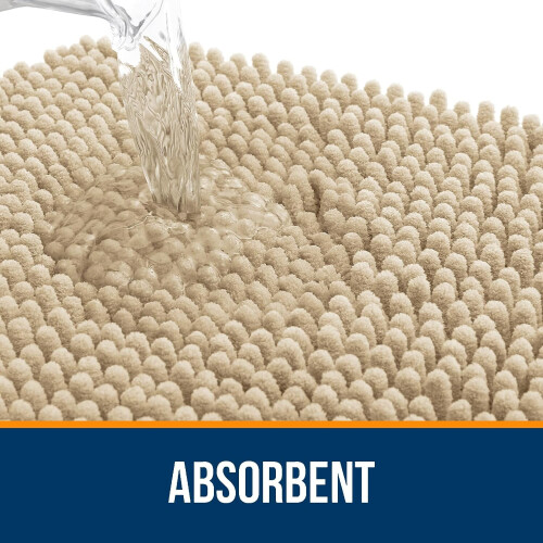 102x86 cm ekstra bløde, absorberende chenille-badeværelsestæpper, gummibagside, hurtigtørrende og maskinvaskbare – sort 2