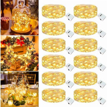 Luzes de fada a bateria, branco quente, 20 LEDs, 2,13 m, 3 modos.