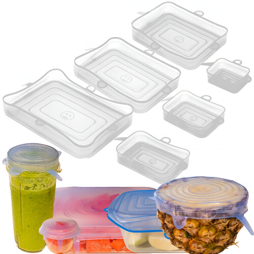 Ensemble de 6 couvercles de bols en silicone – Anti-fuites, réutilisables,