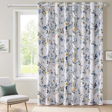 Tende con occhielli e motivo floreale, 132 cm di larghezza x 213 cm di lunghezza, set da 2