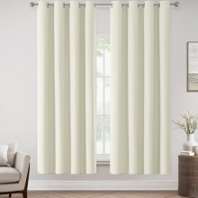 Perdele opace din in ivory, 52x63 in, cu 2 panouri, inele de prindere