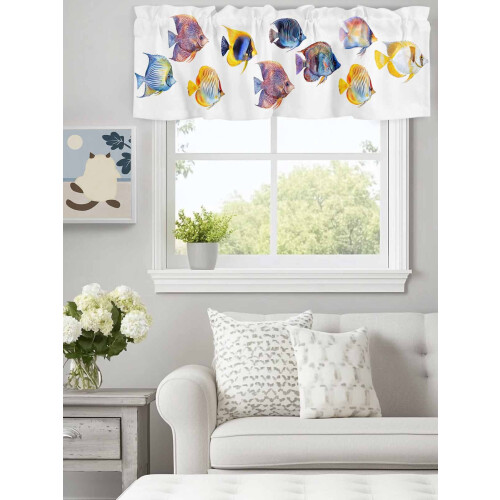 Watercolour Fish Valance60x18in Rod Pocket