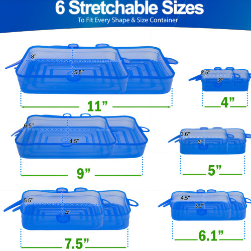 Ensemble de 6 couvercles de bols en silicone – Anti-fuites, réutilisables, 1