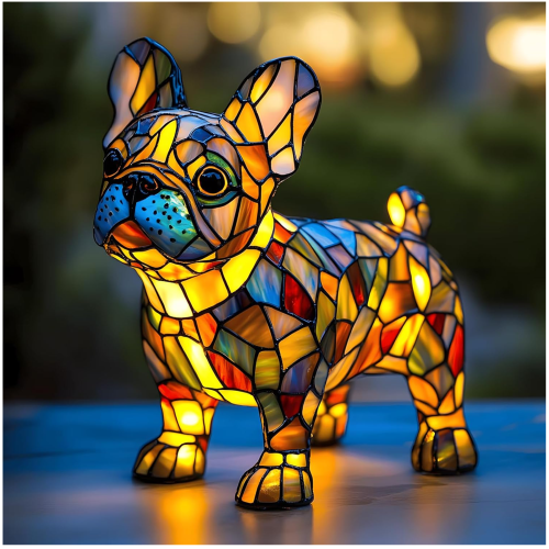 Shih Tzu LED Stained Glass Table Lamp 2
