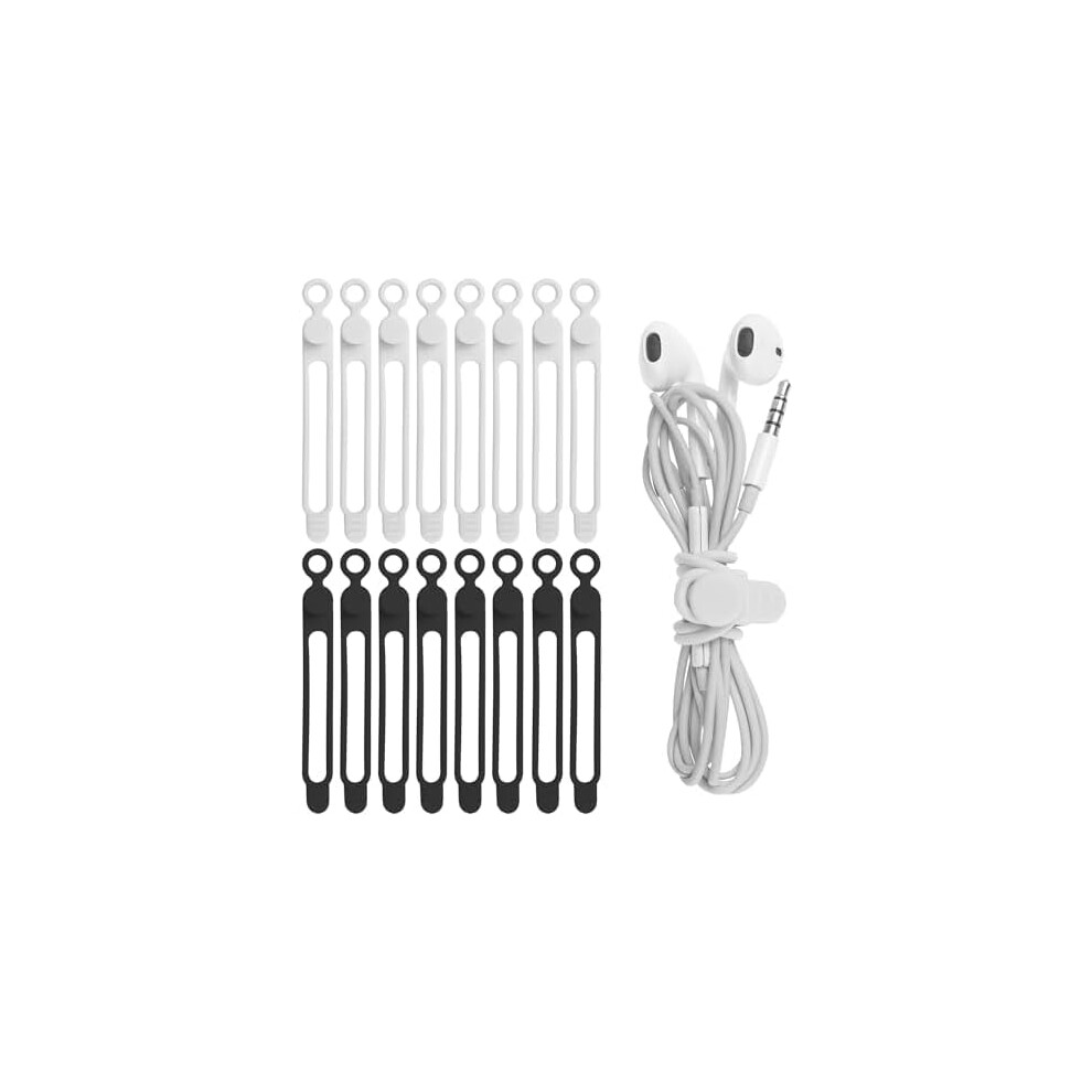 Silicone Cable Ties 4.2 Inch 16 Pcs Black White 9132278312309