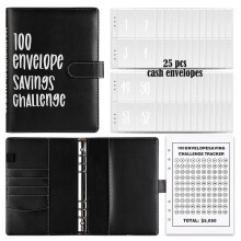 Money Saving Challenge Envelopes Black 100 Pack