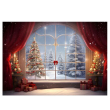 210x150cm Christmas Background Cloth Christmas Window Children Photo Studio Photo Photography Backdrops,H