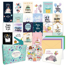 50Pcs Uniqe Birthday Cards with Envelopes and Stickers,Greeting Cards Birthday Cards Pack, Birthday Card Pack for Kids