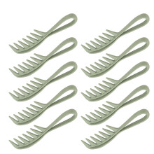 10PCS Shark Teeth Hair Comb, Wheat Straw, WideTooth