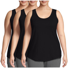 Conjunto de 3 peças de regata plus size feminina para o verão, sem mangas, ideal para exercícios, casual e folgada, com gola redonda.