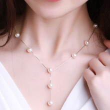 Guld Silver Färg Sött Halsband Konstpärla Y Hänge Halsband Örhänge Smyckeset Bröllopssmycken Dammode