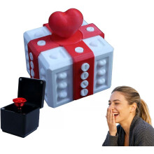 Valentinsdagens «Tjen gaven din»-spøkesett – 3D-printet rosepuslespillboks med skruer og minidriver, morsom vits til kjæreste/mann