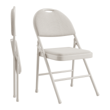 Chaises pliantes robustes en lin avec coussins, lot de 2