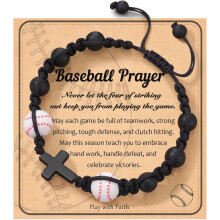 Baseboll Basket Fotboll Volleyboll Presenter, Baseboll Kors Armband Natursten för Tonåringar Idéer med Hänvisning Presentkort